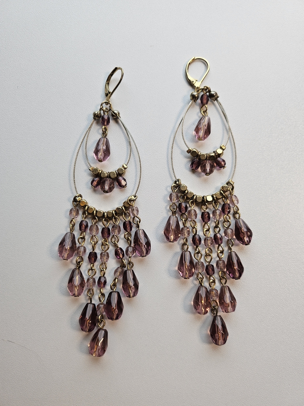 Delicate Purple Crystal Chandelier Earrings